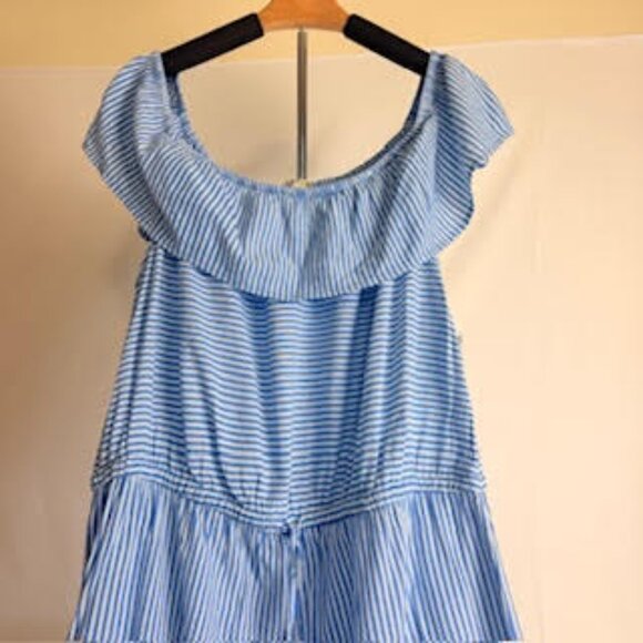 Style & Co. NWT Off-Shoulder Blue Stripe Ruffle Hem Maxi Dress – Size XL - Picture 3 of 9